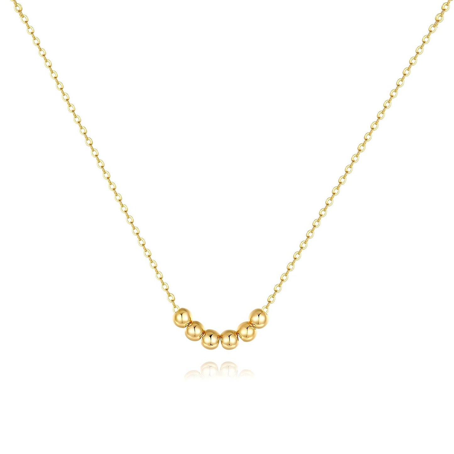Ayla six bead 18K AAA gold plated charm necklace