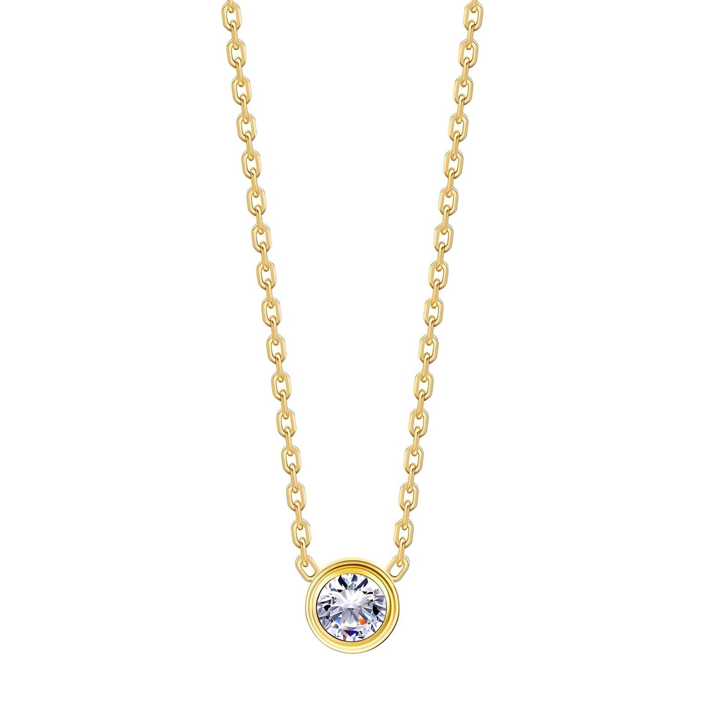 Lucy necklace is simple and elegant in 18K AAA Gold plated single zircon design