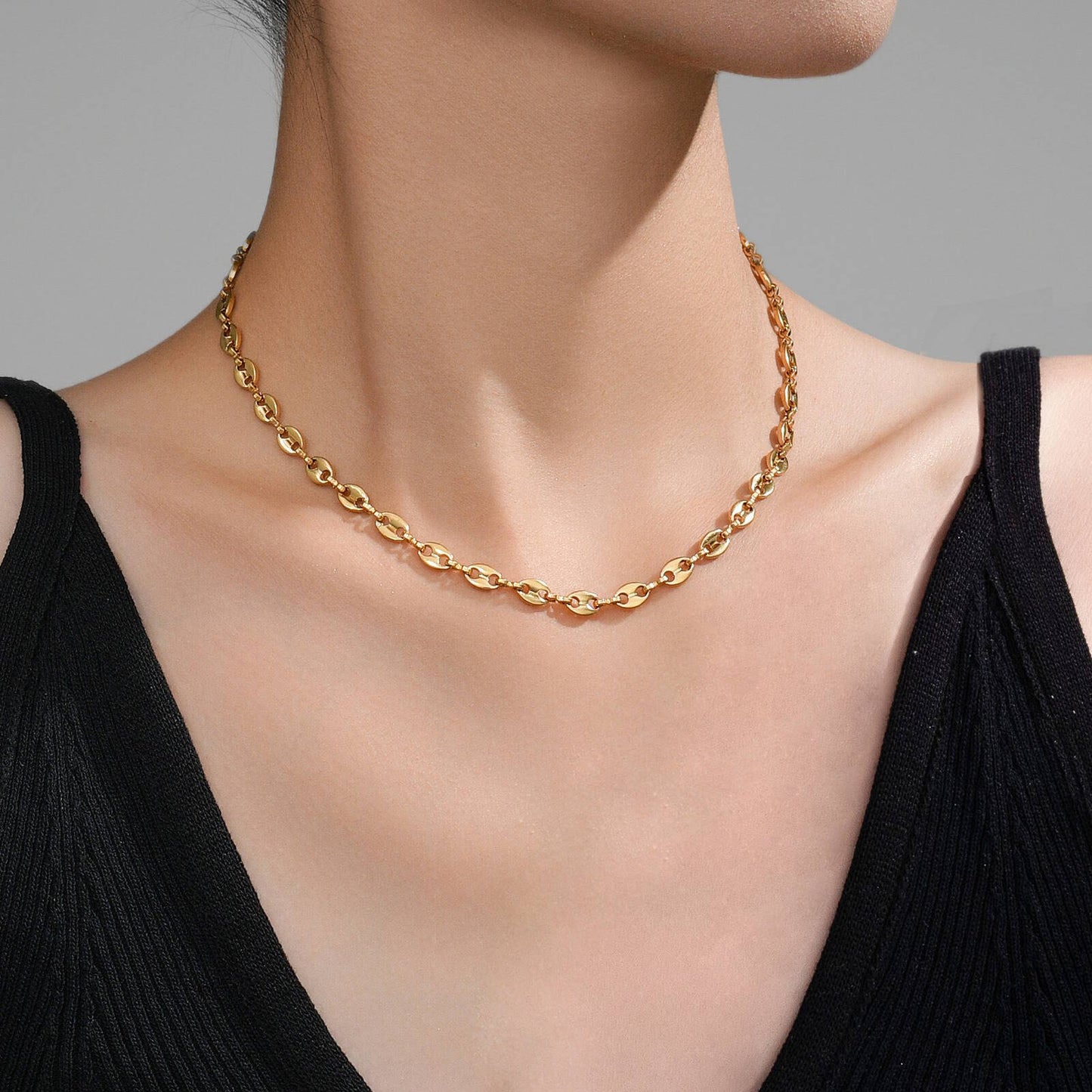 Darcie 18K AAA gold plated link Necklace