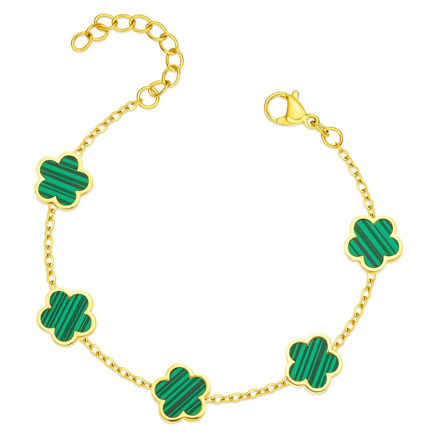Daisy black flower 18k gold plated bracelet