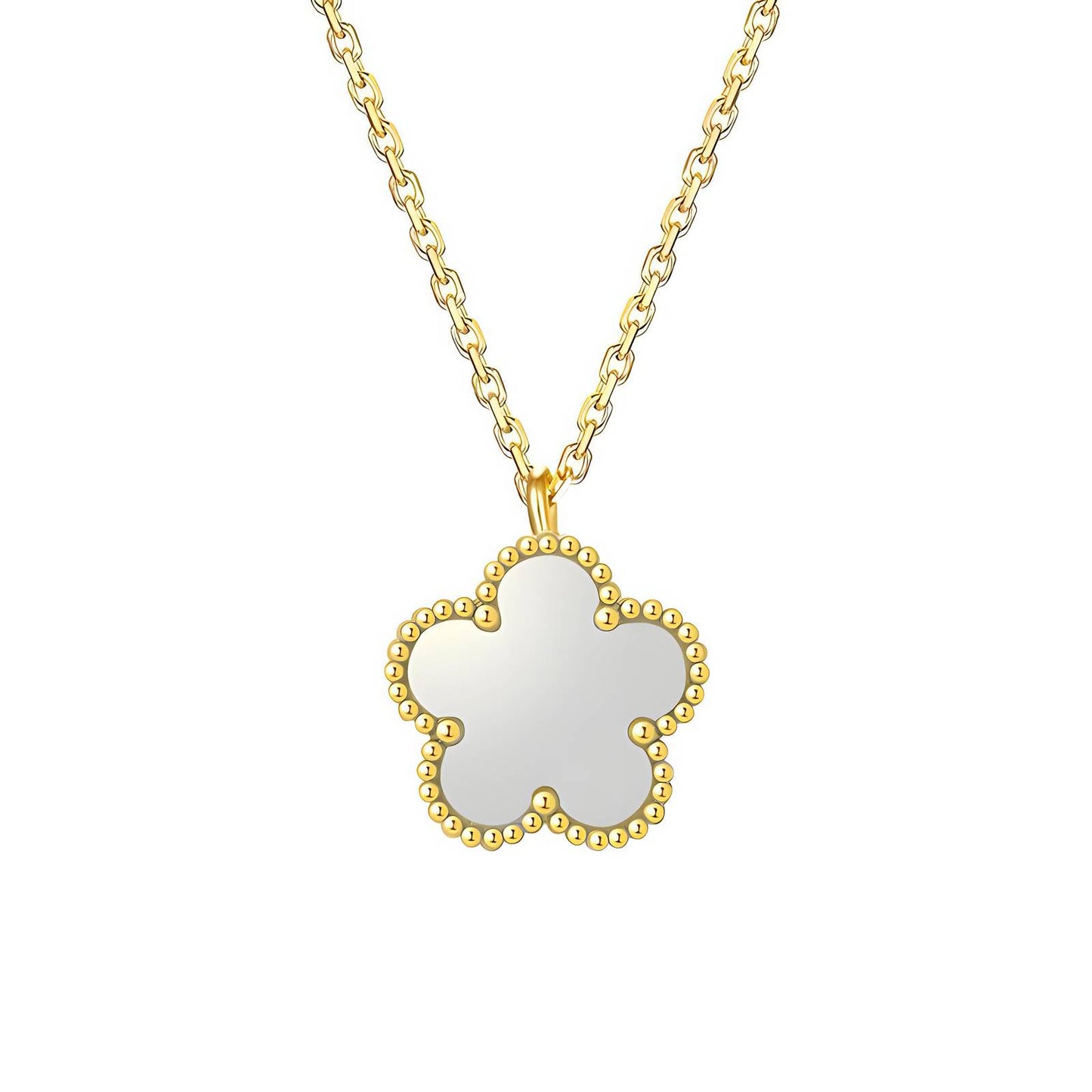 Daisy black flower 18k gold plated necklace