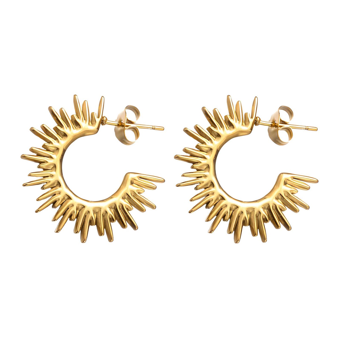 Saffi 18K AAA plated gold half hoop abstract design stud earring