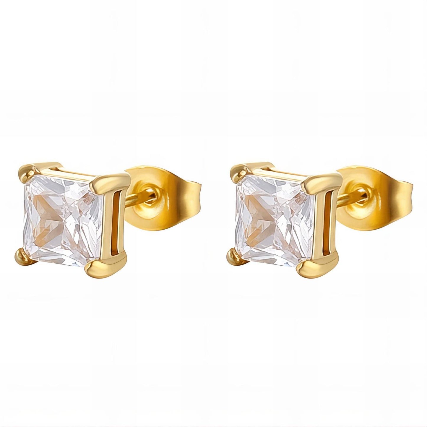 Wren square style zircon 18K AAA gold plated stud earrings