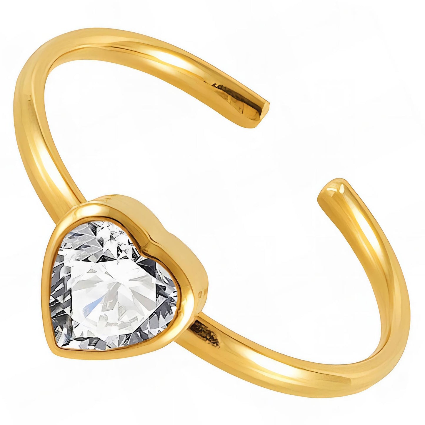 Harlow 18K AAA gold plated adjustable heart zircon ring