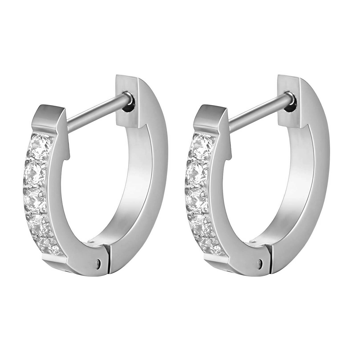 Camille stainless steel silver and zircon gem hoop earrings