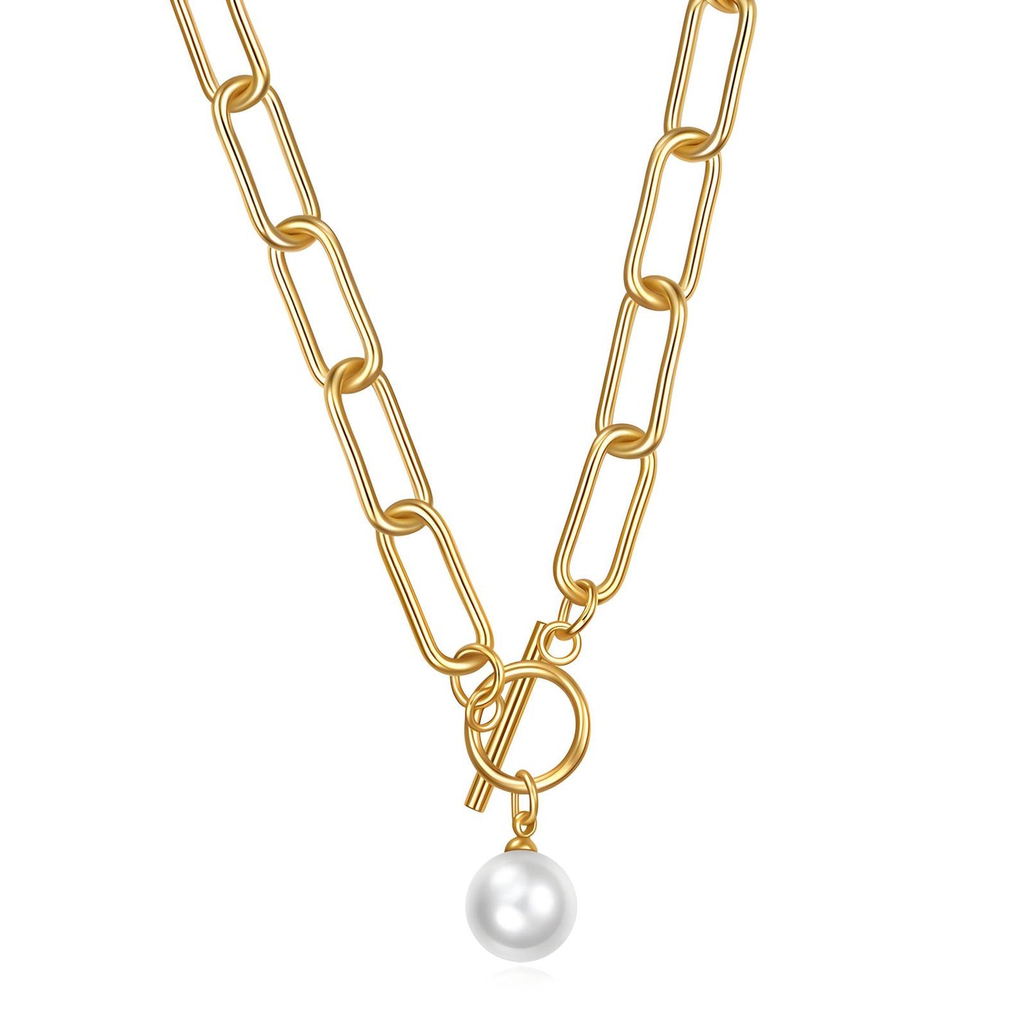 Freya 18K AAA gold plated chain with pearl charm necklace
