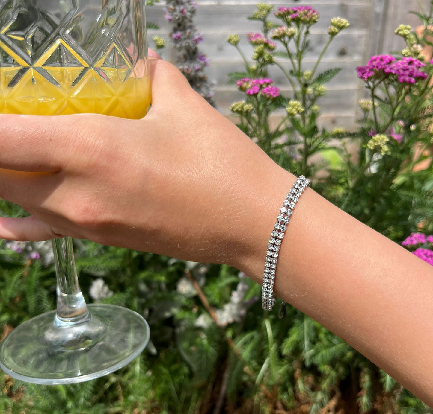 Astrid is a double row tennis bracelet of stainless steel