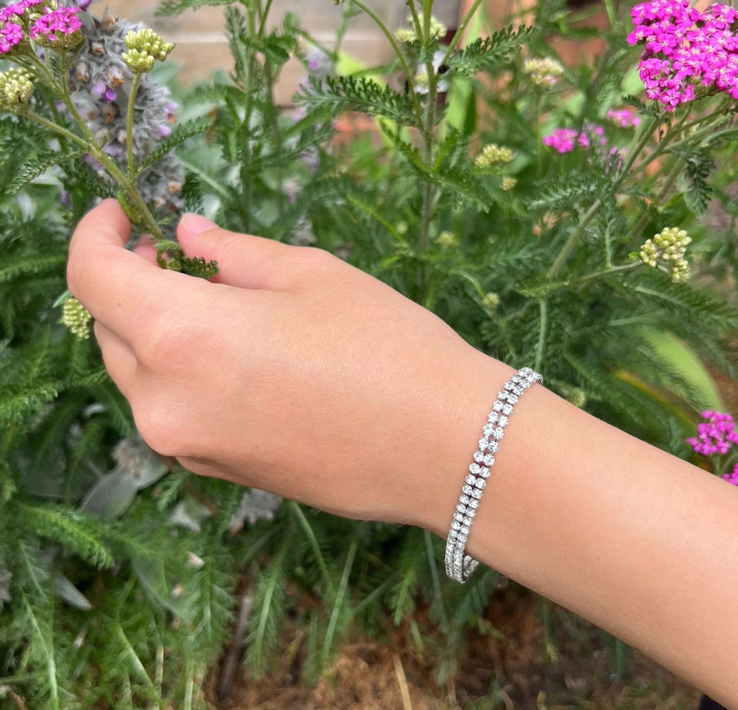 Astrid is a double row tennis bracelet of stainless steel