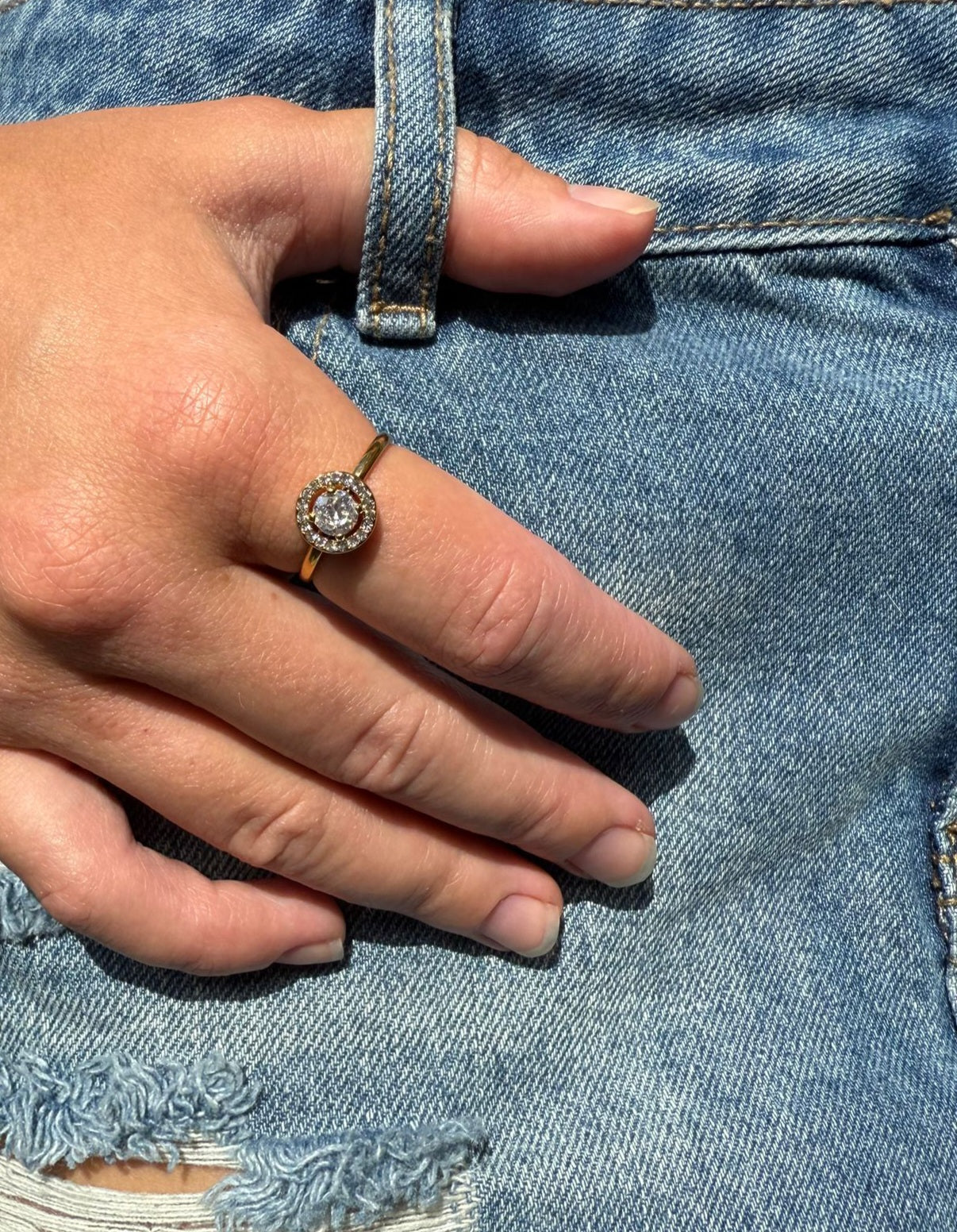Faith is a 18k AAA gold plated adj gold gem and zircon gem ring