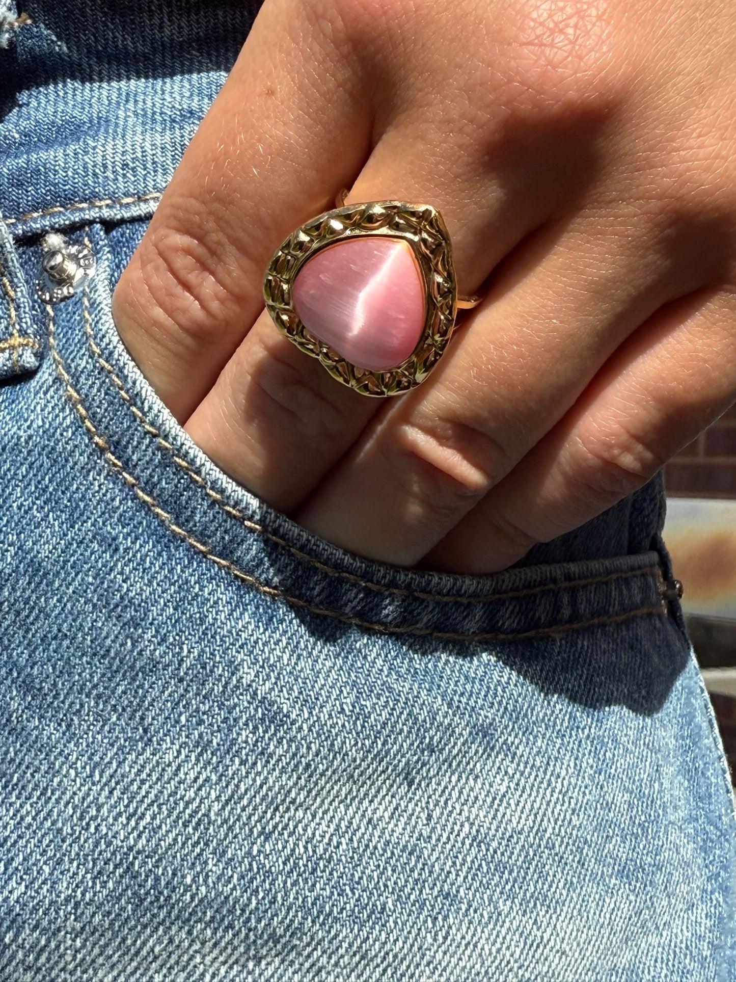 Alba 18k AAA gold-plated Pink Heart ring