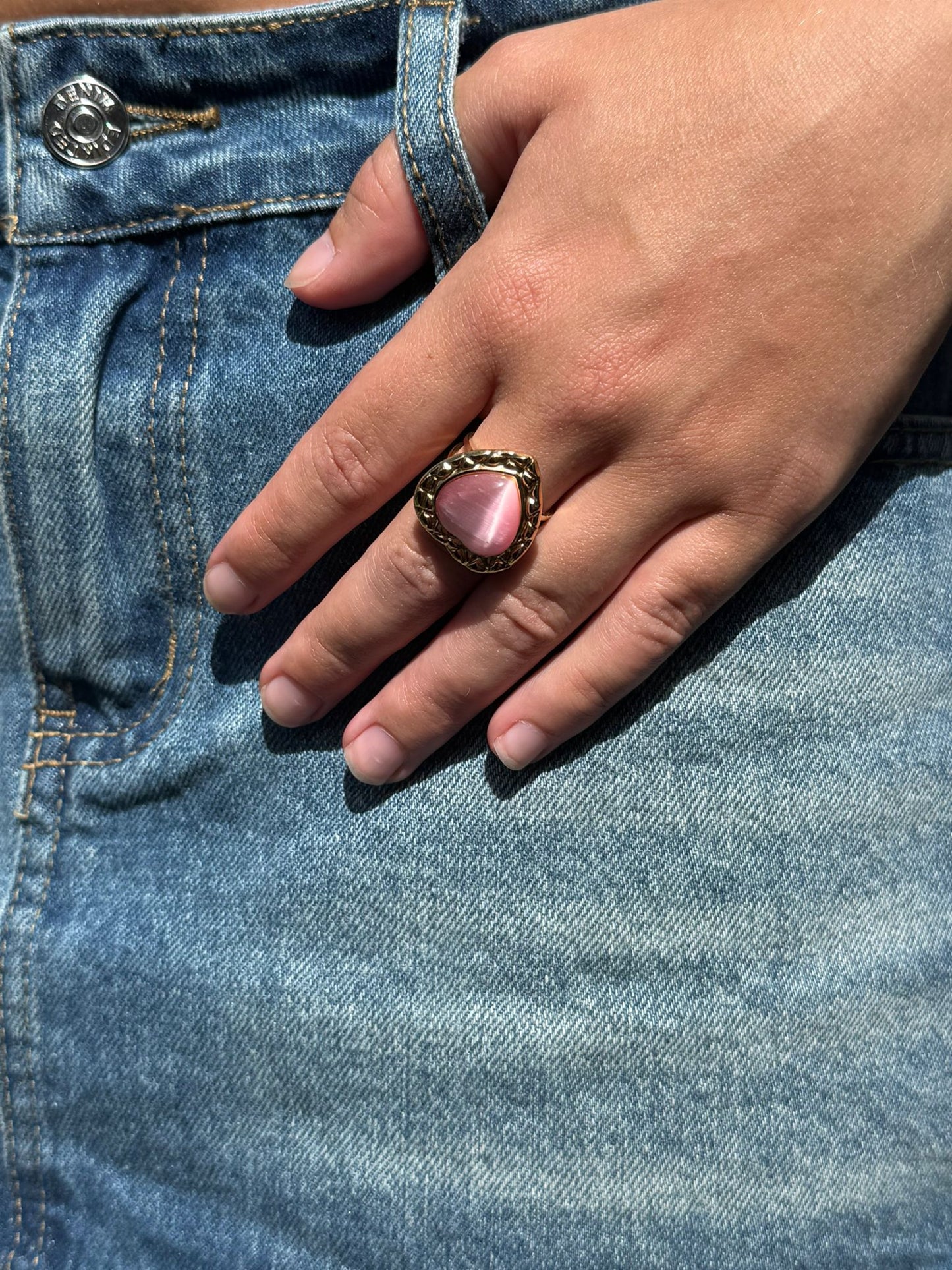 Alba 18k AAA gold-plated Pink Heart ring