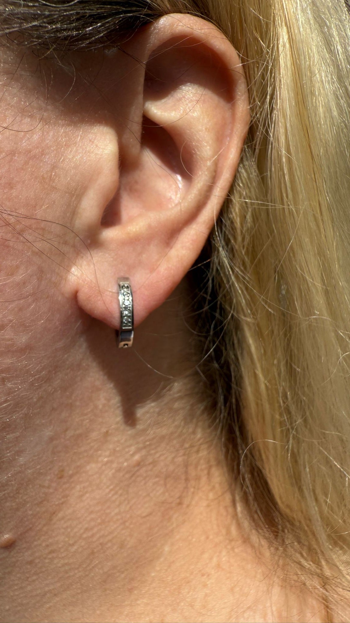 Camille stainless steel silver and zircon gem hoop earrings