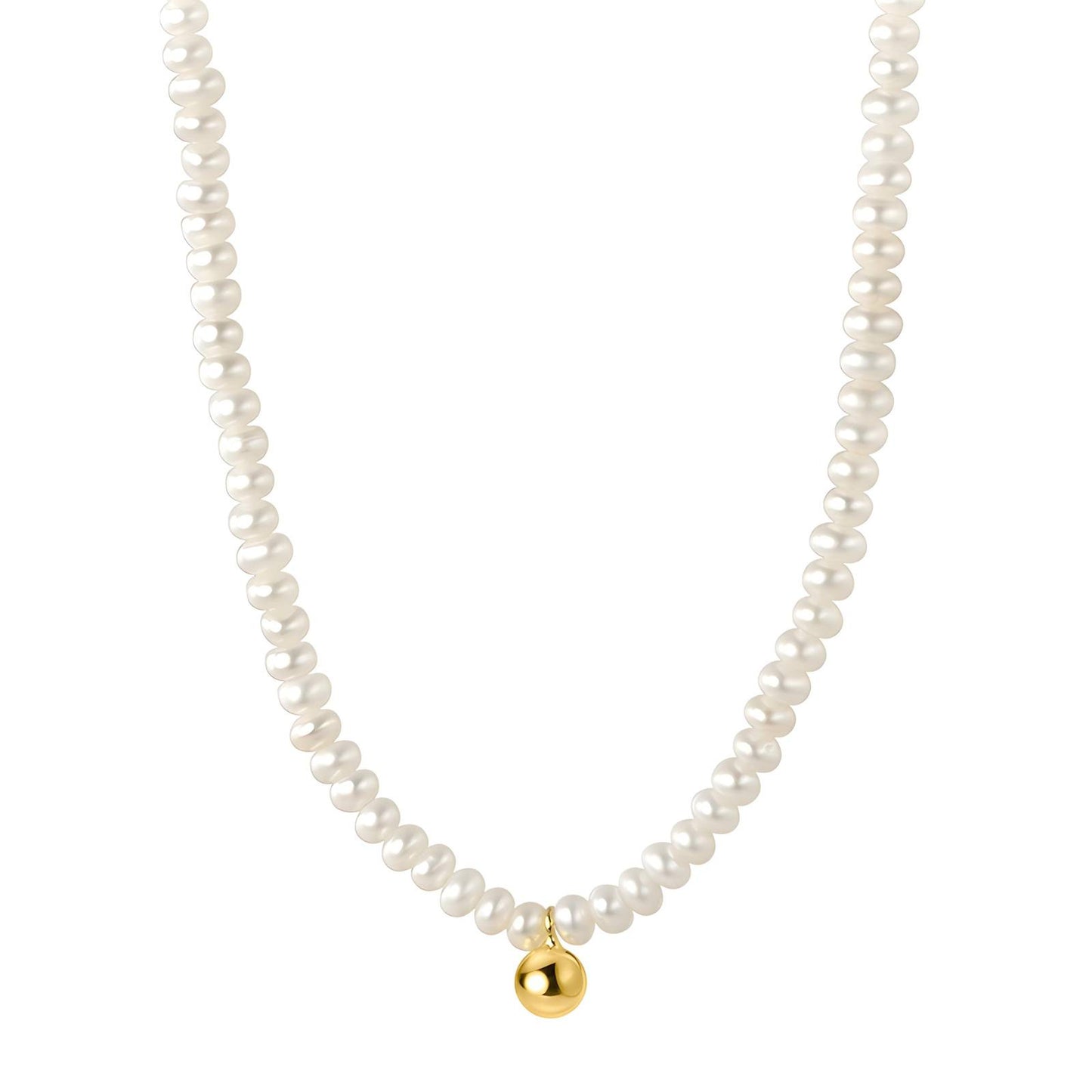 Jupiter is a Pearl necklace with a 18k AAA gold plated beaded charm