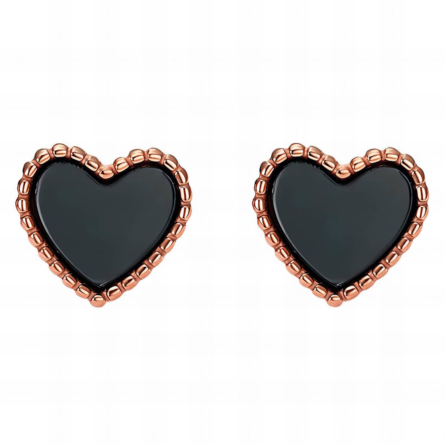Ophelia black 18K AAA gold plated heart shape stud earrings
