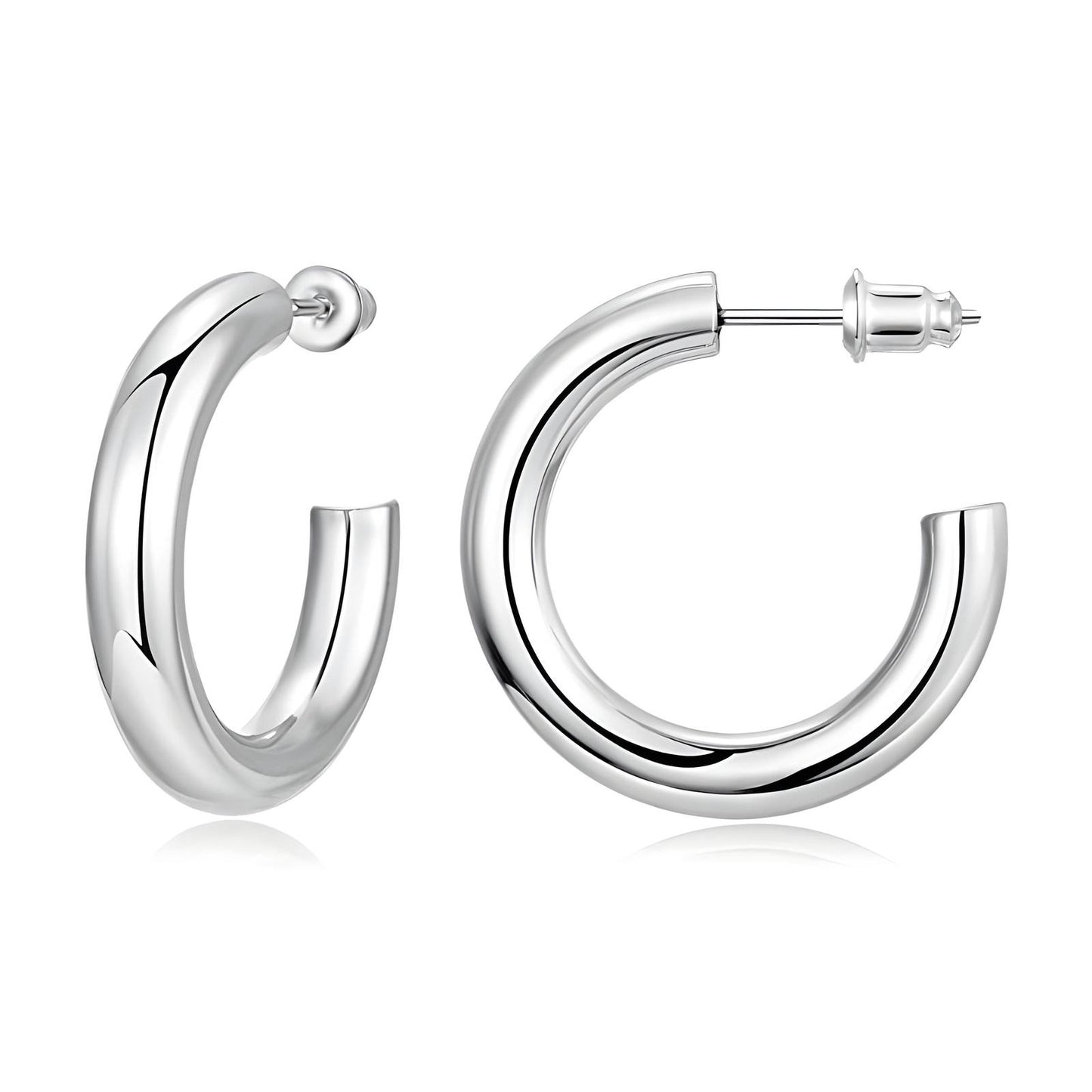 Sloane is stainless steel plain hoop stud earrings