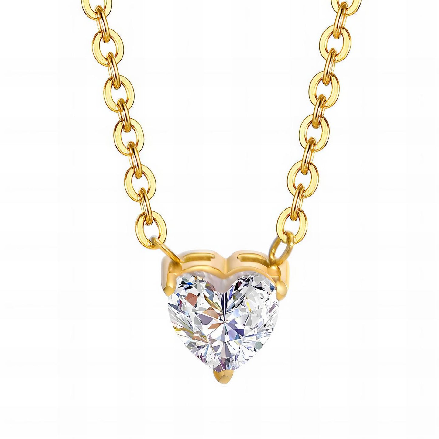 Stacey is a 18k AAA gold plated heart shaped zircon gem on a delicte chain