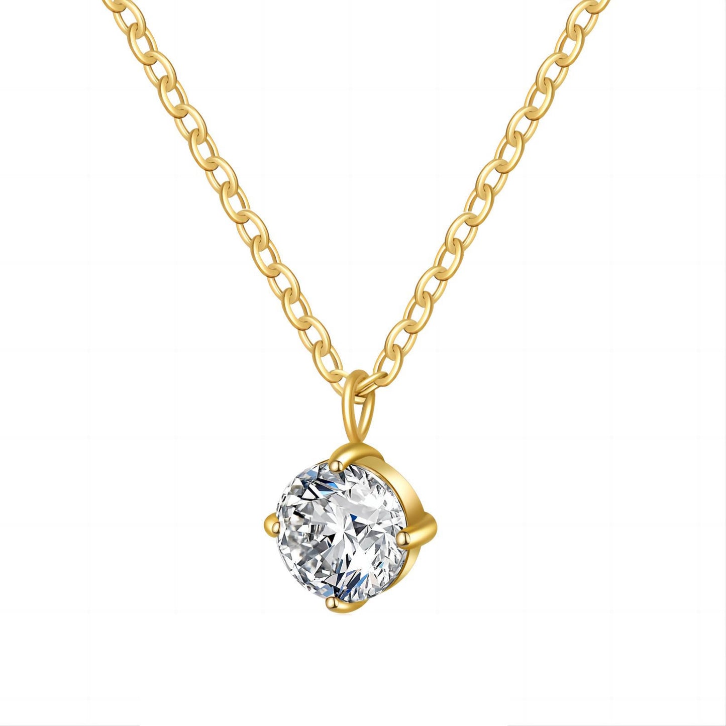Bess is a 18k gold plated single circular zirconia diamond
