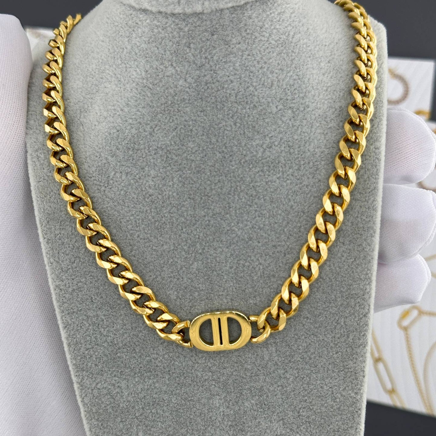 Jude is a 18k AAA gold plated chunky curb design chain Necklace