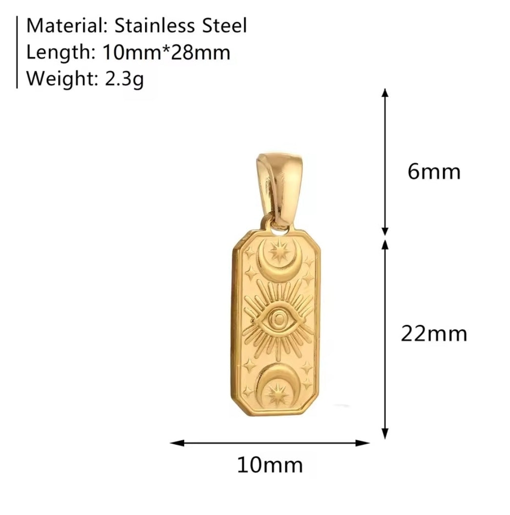 Evil Eye and Moon Square Pendant