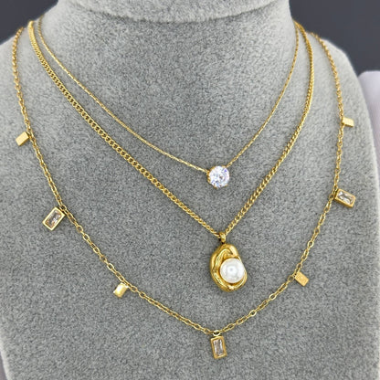 Aurora 18k plated gold necklace with zircon charms