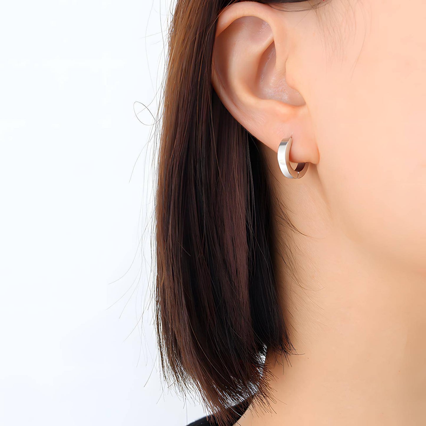 Grace small silver hoop earring