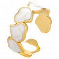 Elena 18K AAA plated gold white enamel heart adj ring