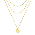 Drew  three tiered 18K AAA gold plated necklace with beads and disc charms