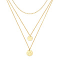 Eden 18K AAA gold three tier necklace with a disc charm