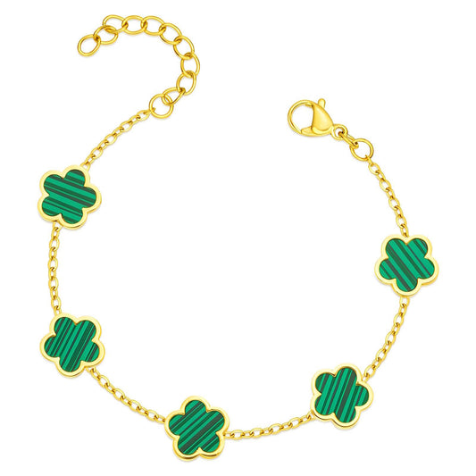 Daisy Green flower 18k gold plated bracelet