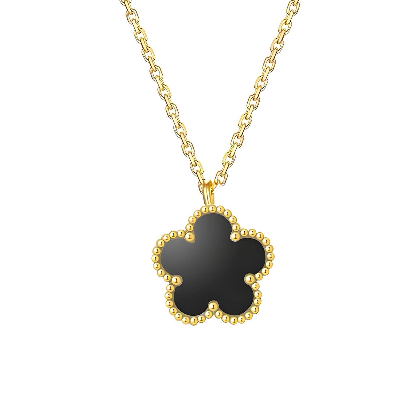 Daisy Green flower 18k gold necklace