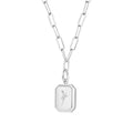 Lola silver vintage square flower charm necklace