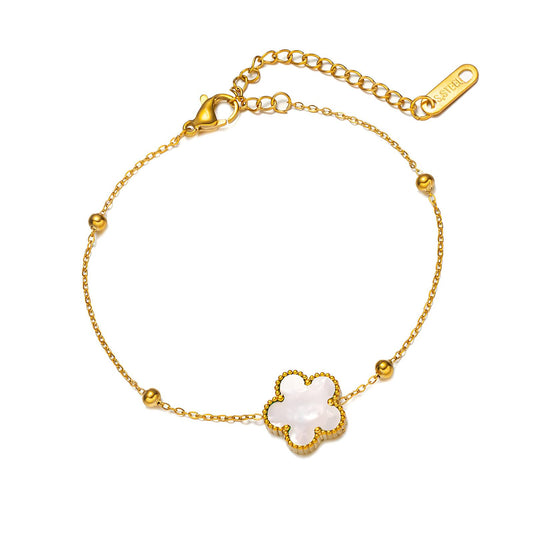 Daisy white flower 18k gold plated bracelet