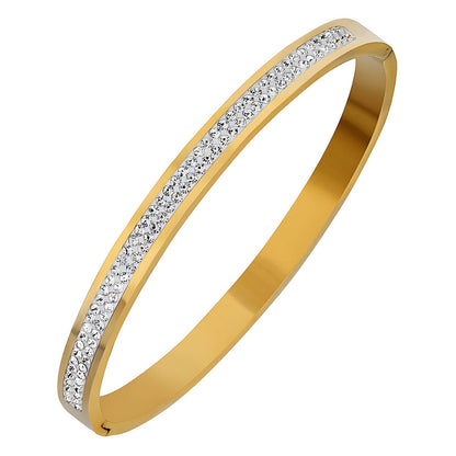 Sophia  stainless steel silver bangle with added sparkle of zircons