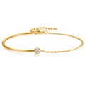 Everly 18K AAA  gold plated Half chain half bangle with a single zircon bracelet