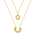 Sunny 18K AAA plated gold two tier sun style necklace