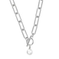 Freya silver chain with pearl charm necklace