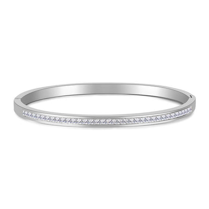 Sophia  stainless steel silver bangle with added sparkle of zircons
