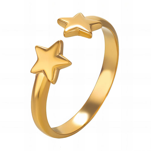 Daniela two star 18K AAA gold plated adjustable ring