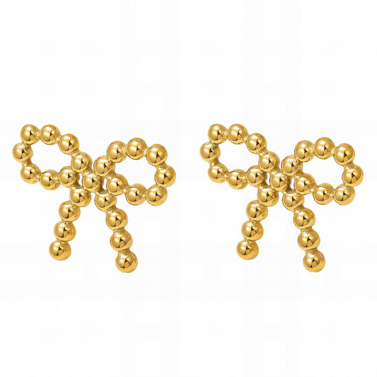 Dot  18K AAA Gold bow shaped earrings