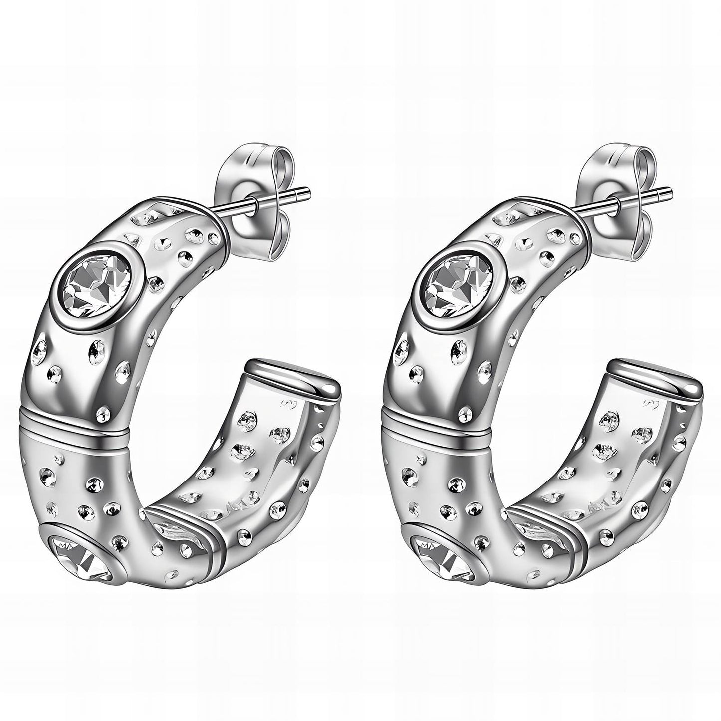 Florence silver hoop earrings with zircon for that touch of Luxury