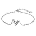 Nova V letter shaped charm bracelet in stainless steel silver
