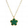 Daisy Green flower 18k gold necklace
