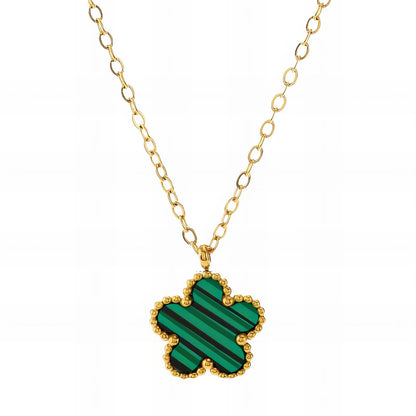 Black Daisy Pendant Necklace | 18k Gold Plated Stainless Steel