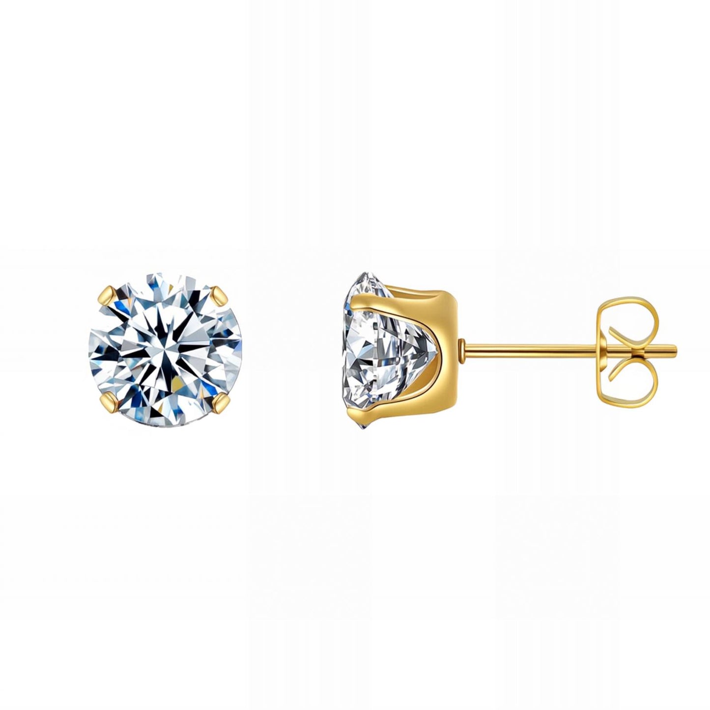 Bess stainless steel 8mm zircon stud earrings