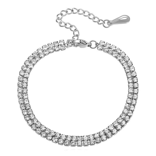 Astrid is a double row tennis bracelet of stainless steel