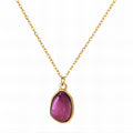 Charlie is a 18k AAA gold plated chain necklace with a purple crystal inlayed gem