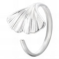 Cora is a stainless steel adjustable ring with a Gingko leaf design