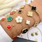 Daisy flower shaped 18k gold plated multicoloured bracelet