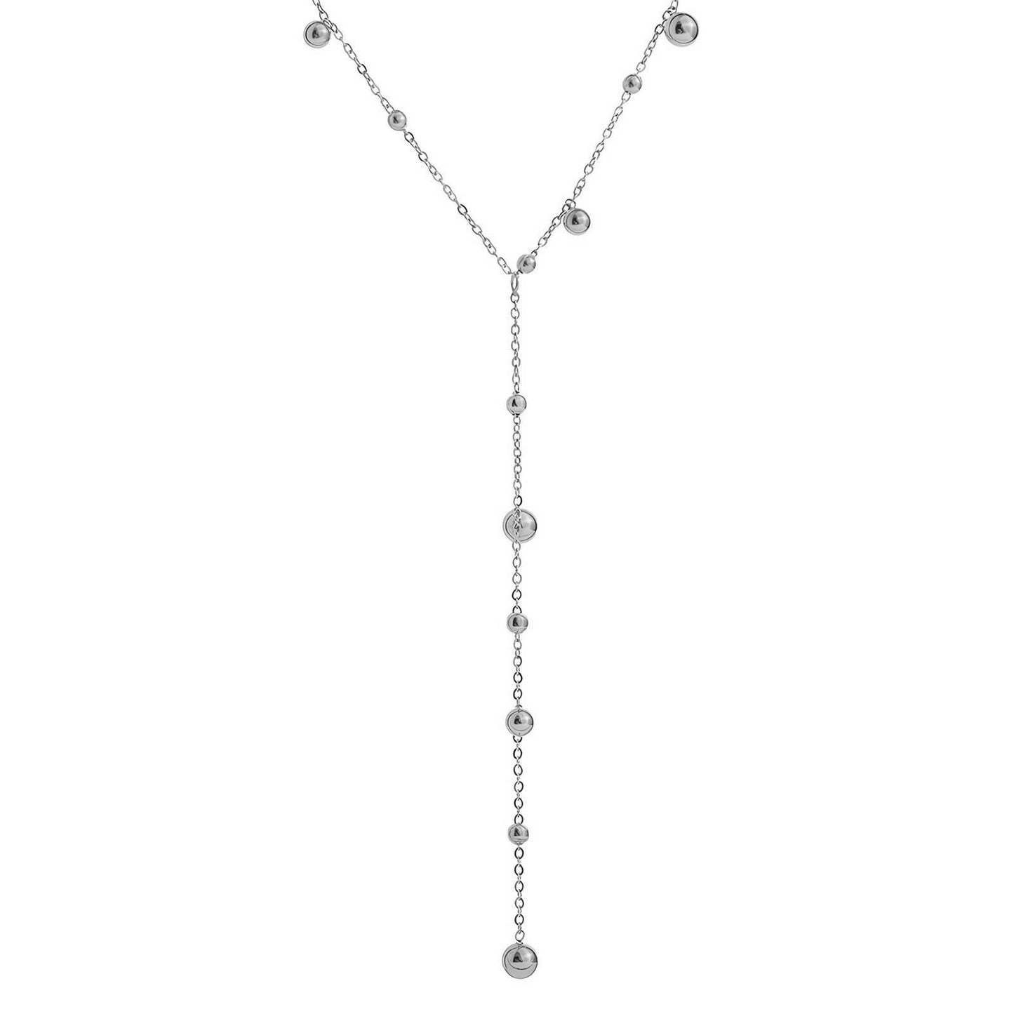 Delphine is a stainless steel silver chain with small beads on