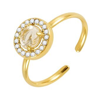Faith is a 18k AAA gold plated adj gold gem and zircon gem ring